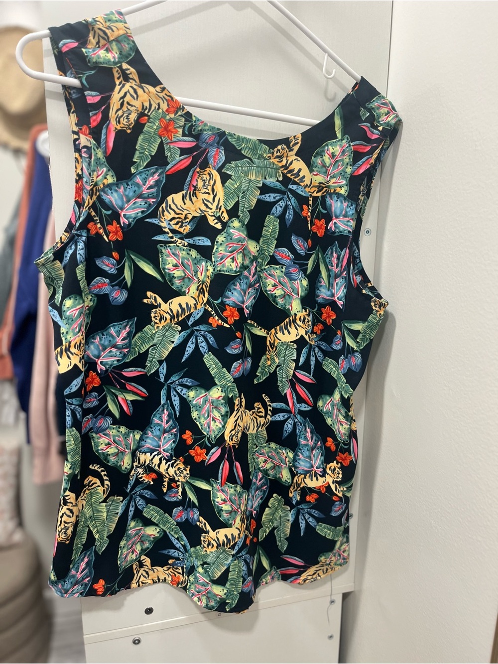 NIC+ZOE Black Tropical Tiger Print Tank with Yellow & Green Accents